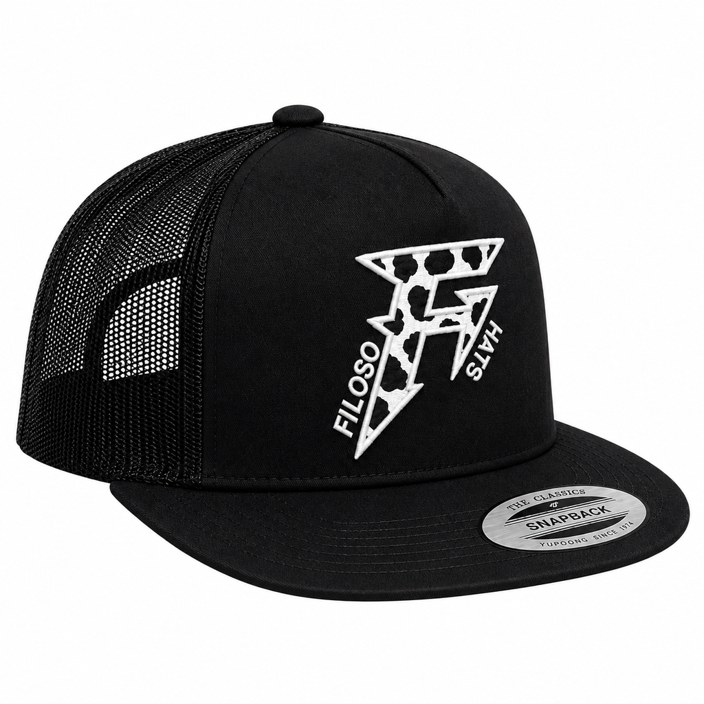 BLACK COWPRINT BLACK CAP