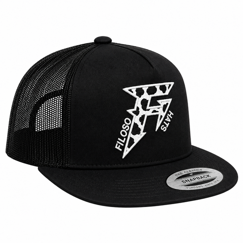 BLACK COWPRINT BLACK CAP