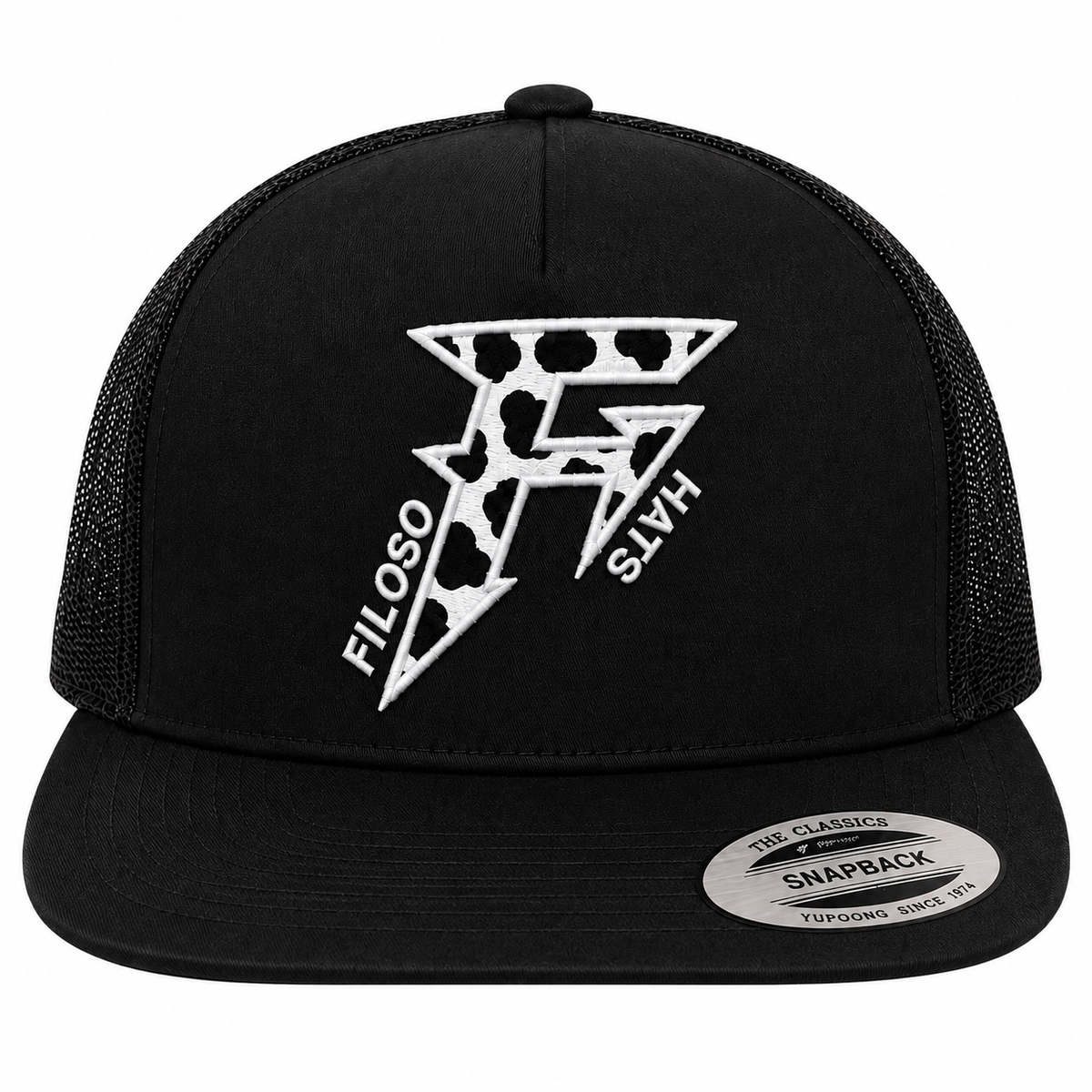 BLACK COWPRINT BLACK CAP
