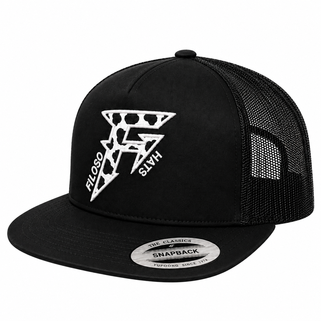 BLACK COWPRINT BLACK CAP